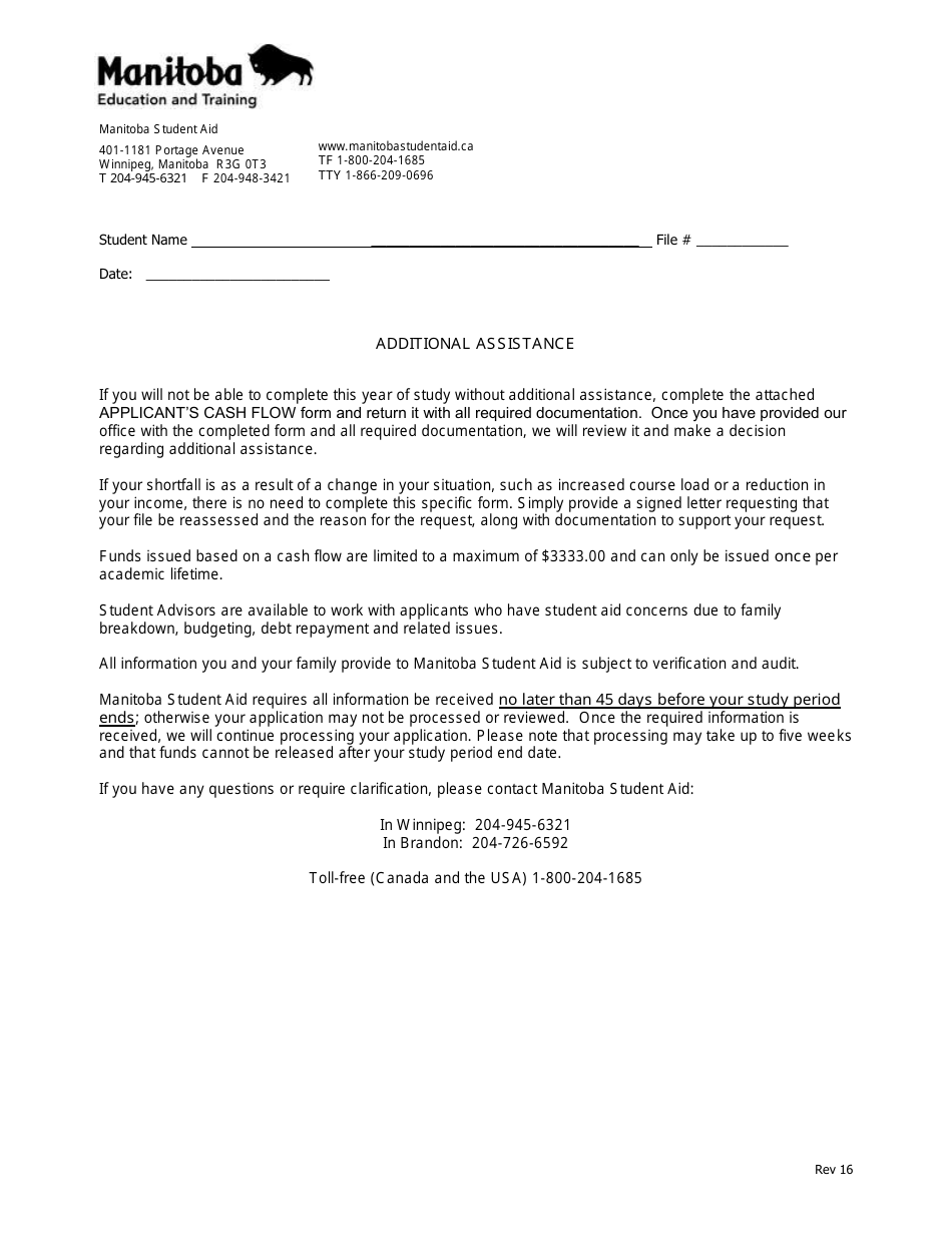 Applicants Cash Flow - Manitoba, Canada, Page 1
