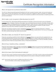 Document preview: Certificate Recognition Application - Manitoba, Canada