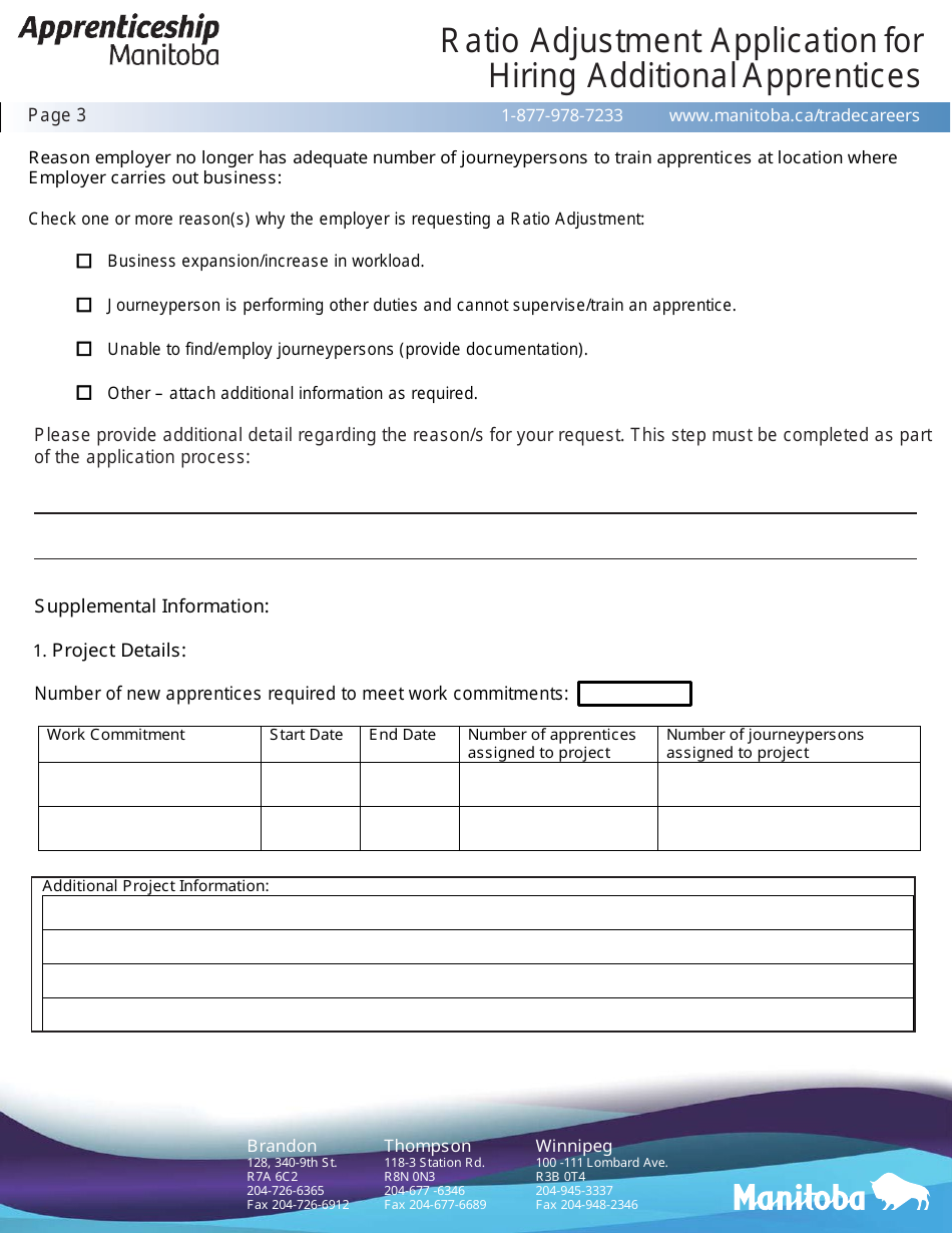 Ratio Adjustment Application for Hiring Additional Apprentices - Manitoba, Canada, Page 3