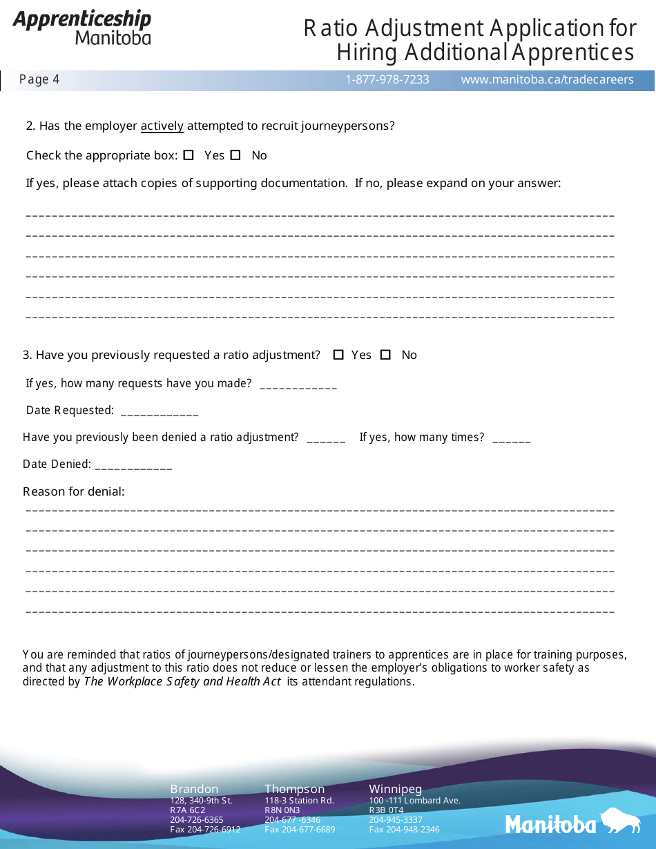 Ratio Adjustment Application for Hiring Additional Apprentices - Manitoba, Canada, Page 4
