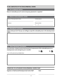 &quot;Application for Temporary Placement of a Vulnerable Person in a Developmental Centre for Respite Care&quot; - Manitoba, Canada, Page 4