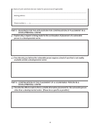 Application for Continuation of Placement of a Vulnerable Person in a Developmental Centre - Manitoba, Canada, Page 3