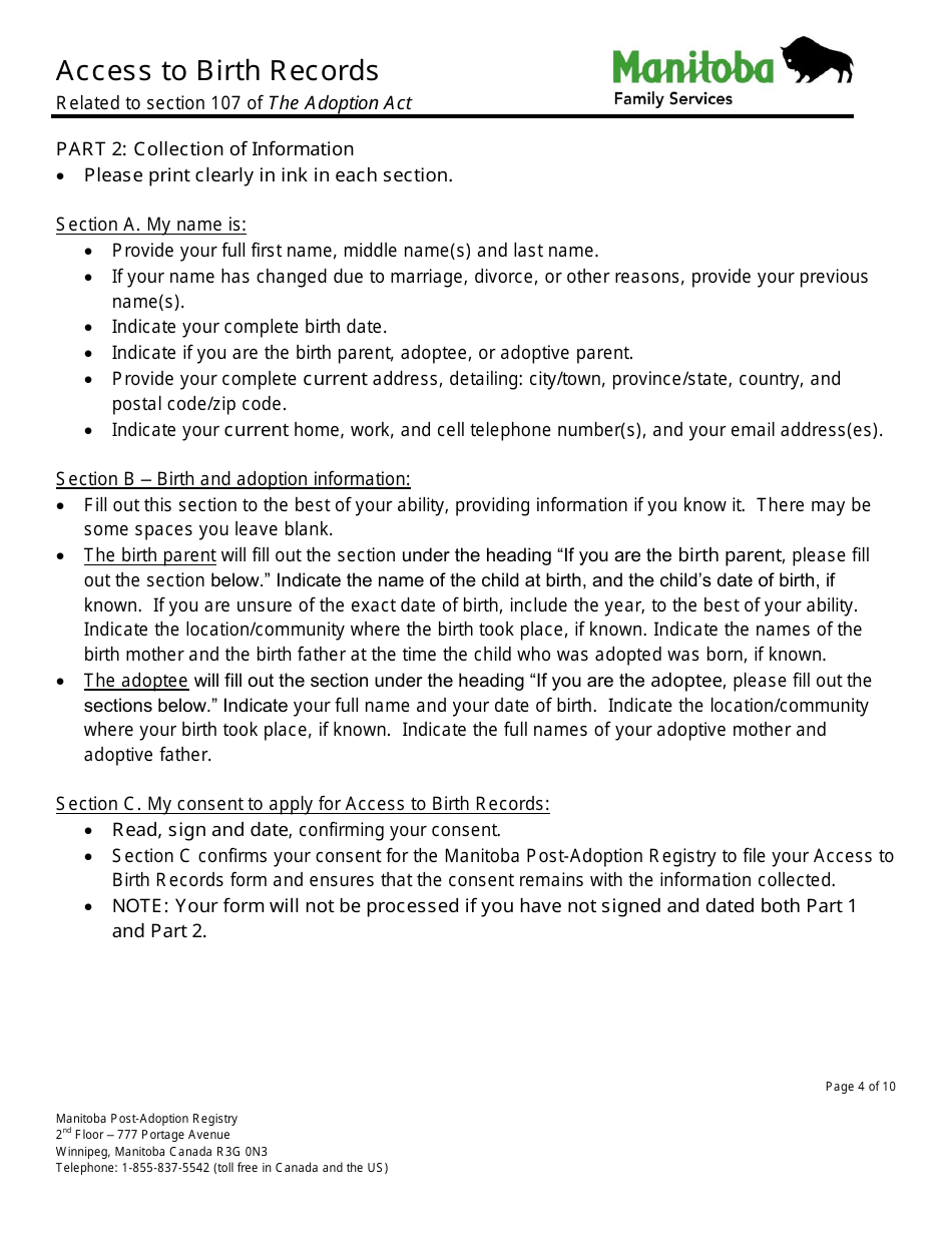Access to Birth Records - Manitoba, Canada, Page 4
