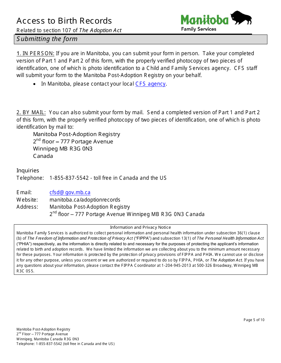 Access to Birth Records - Manitoba, Canada, Page 5