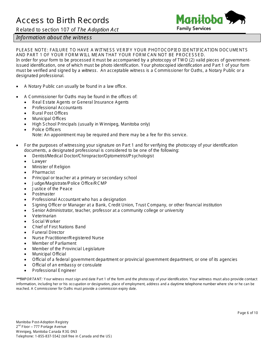 Access to Birth Records - Manitoba, Canada, Page 6