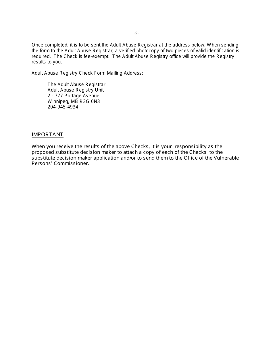Application for the Appointment of a Substitute Decision Maker - Manitoba, Canada, Page 16