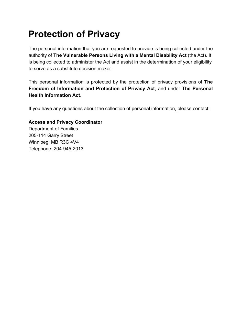 Application for the Appointment of a Substitute Decision Maker - Manitoba, Canada, Page 17