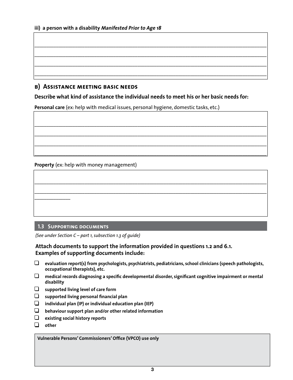Application for the Appointment of a Substitute Decision Maker - Manitoba, Canada, Page 3