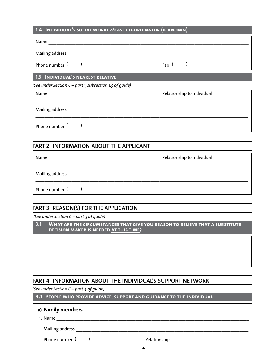 Application for the Appointment of a Substitute Decision Maker - Manitoba, Canada, Page 4