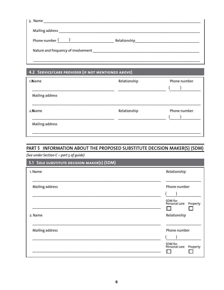 Application for the Appointment of a Substitute Decision Maker - Manitoba, Canada, Page 6