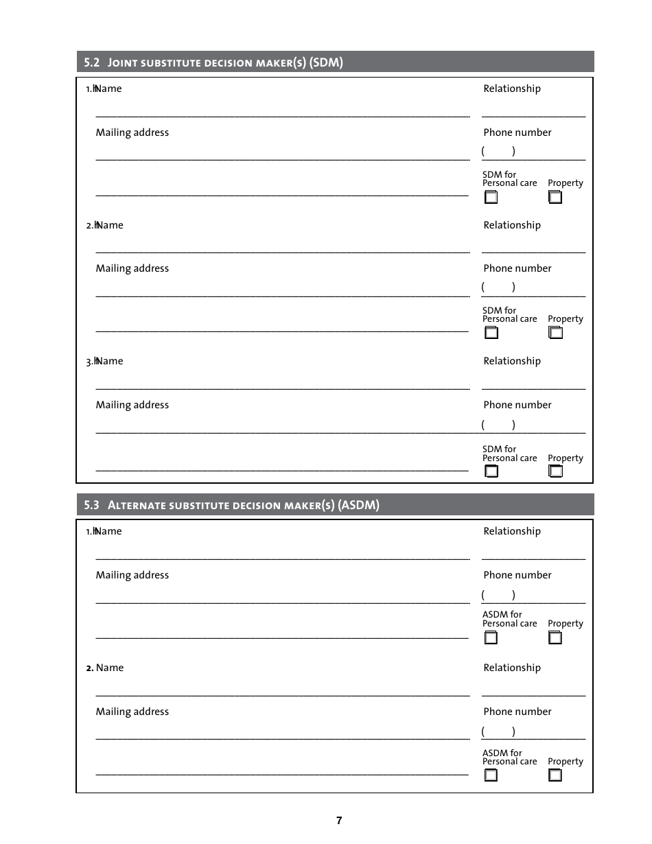 Application for the Appointment of a Substitute Decision Maker - Manitoba, Canada, Page 7
