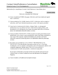 Document preview: Contact Veto/Preference Cancellation - Manitoba, Canada
