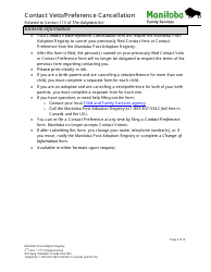 Contact Veto/Preference Cancellation - Manitoba, Canada, Page 2
