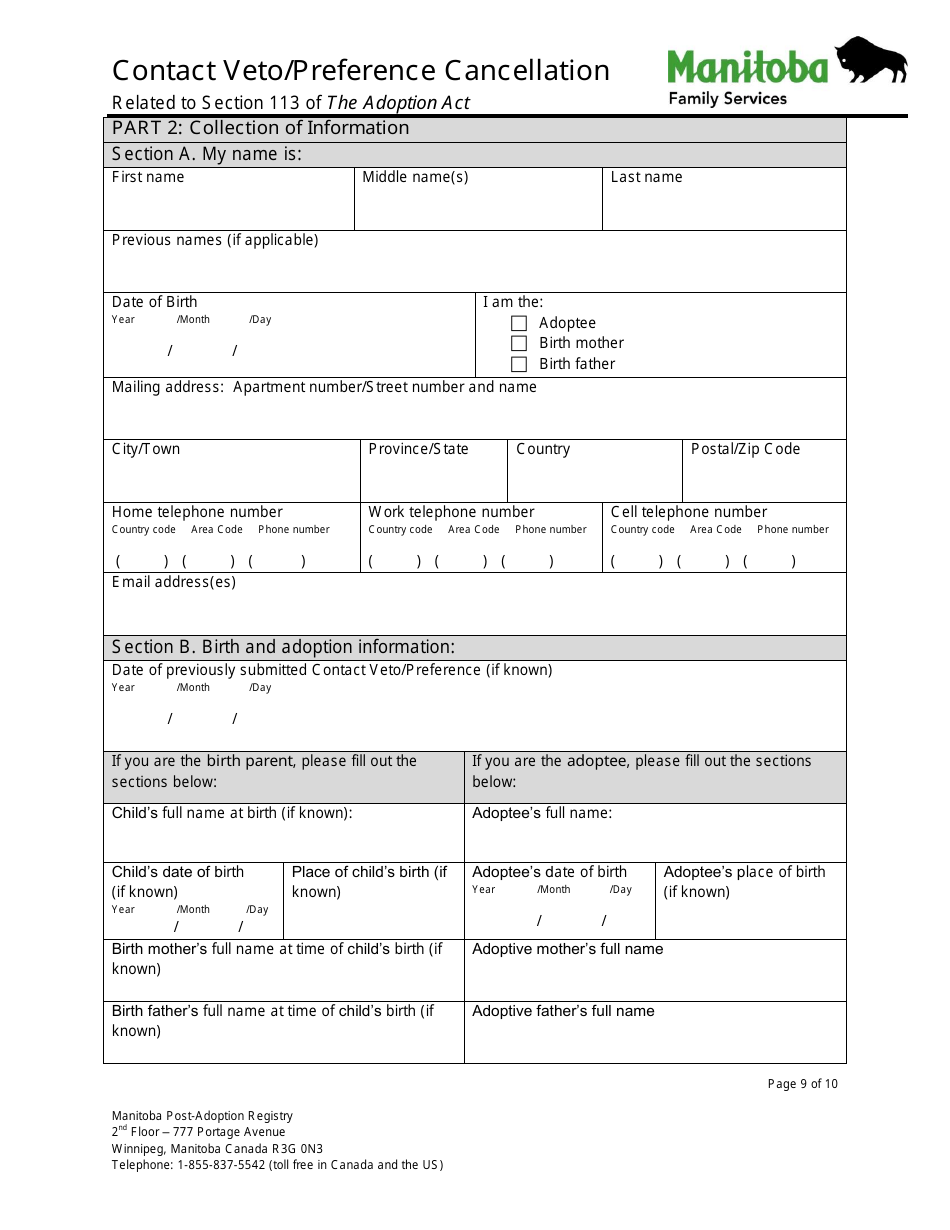 Contact Veto / Preference Cancellation - Manitoba, Canada, Page 9