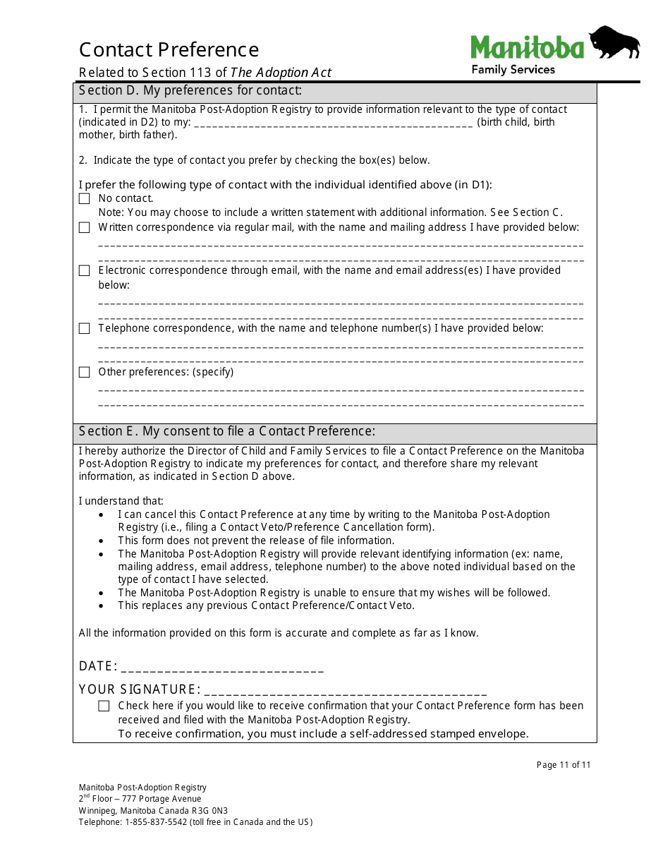 Contact Preference - Manitoba, Canada, Page 11