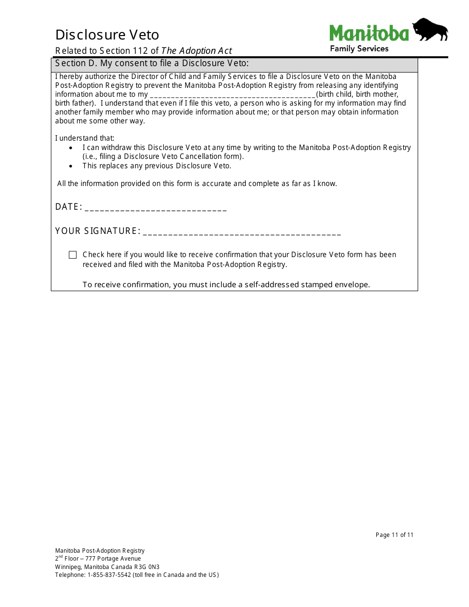 Disclosure Veto - Manitoba, Canada, Page 11
