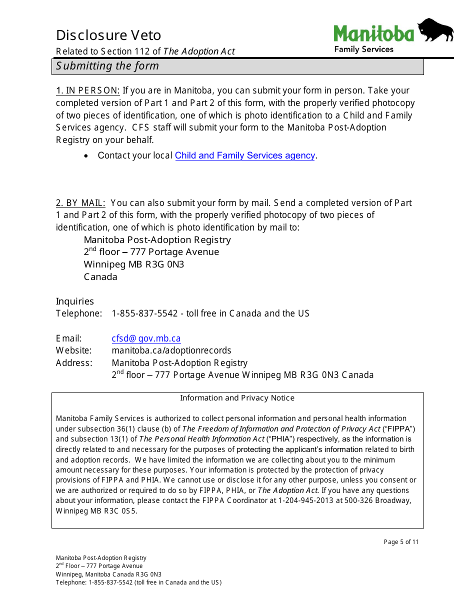 Disclosure Veto - Manitoba, Canada, Page 5