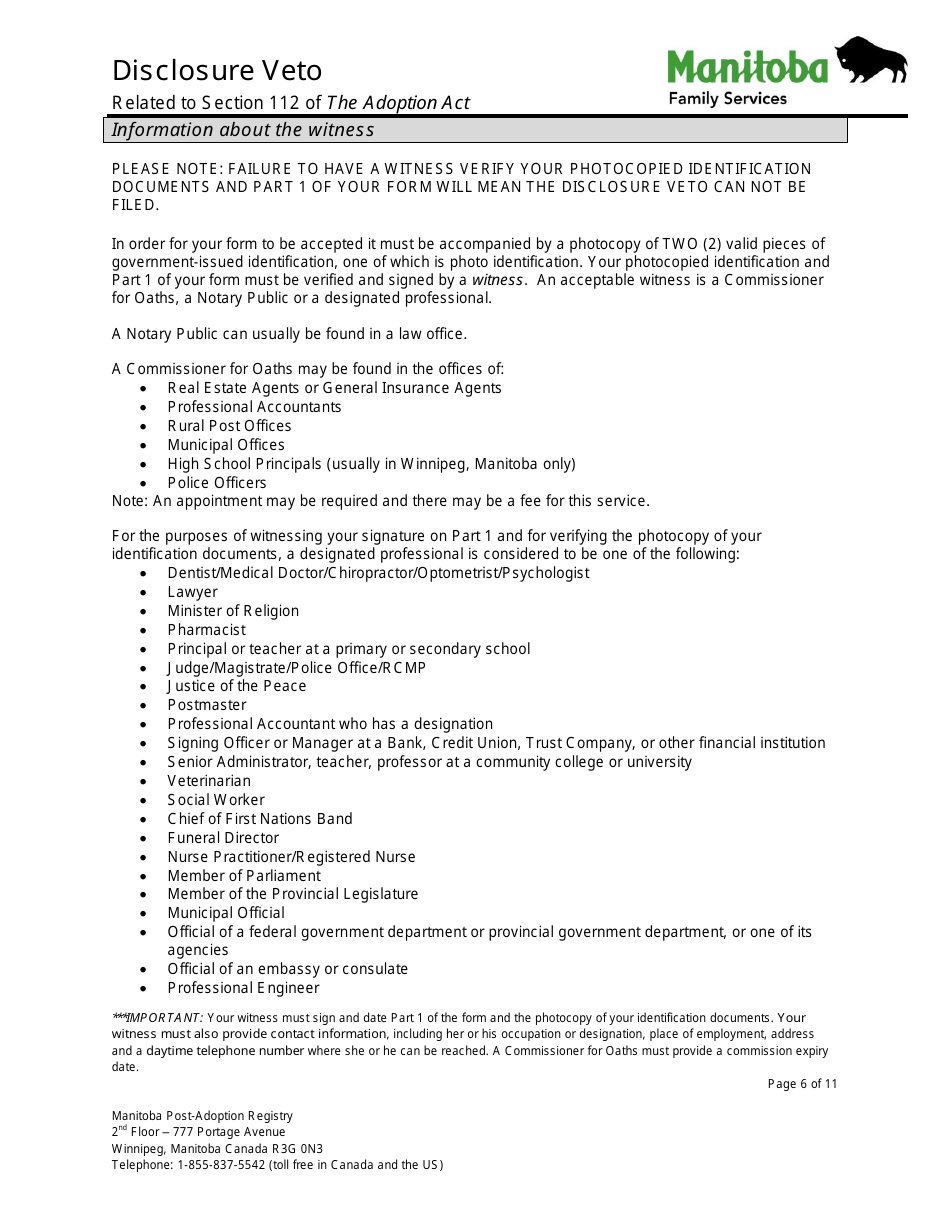 Disclosure Veto - Manitoba, Canada, Page 6