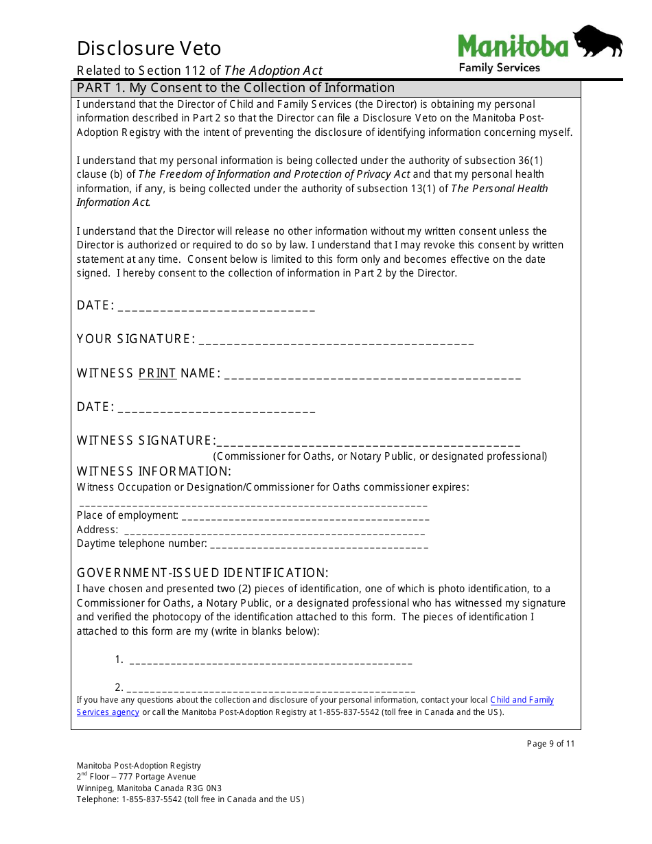 Disclosure Veto - Manitoba, Canada, Page 9