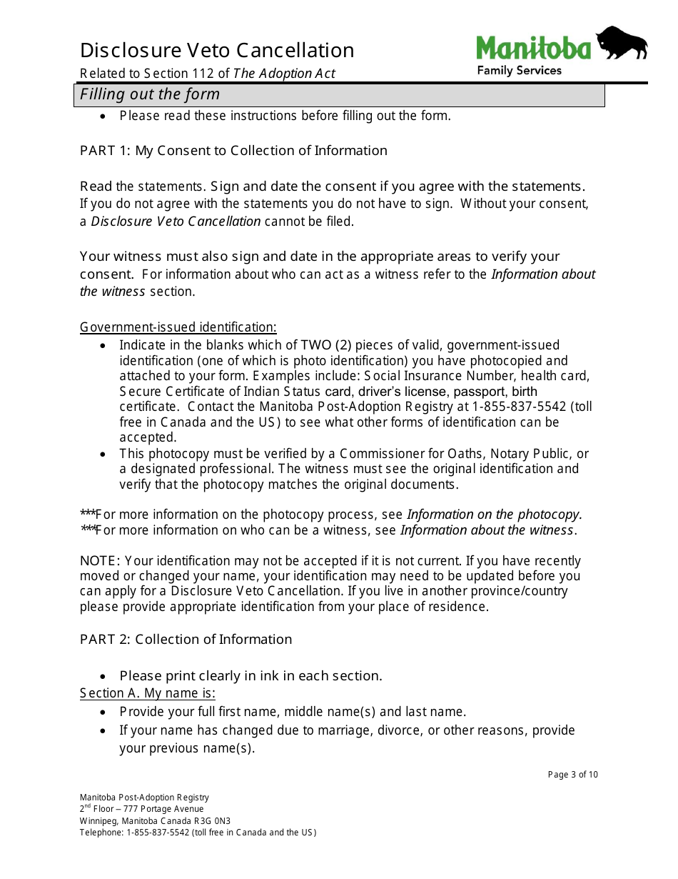 Disclosure Veto Cancellation - Manitoba, Canada, Page 3