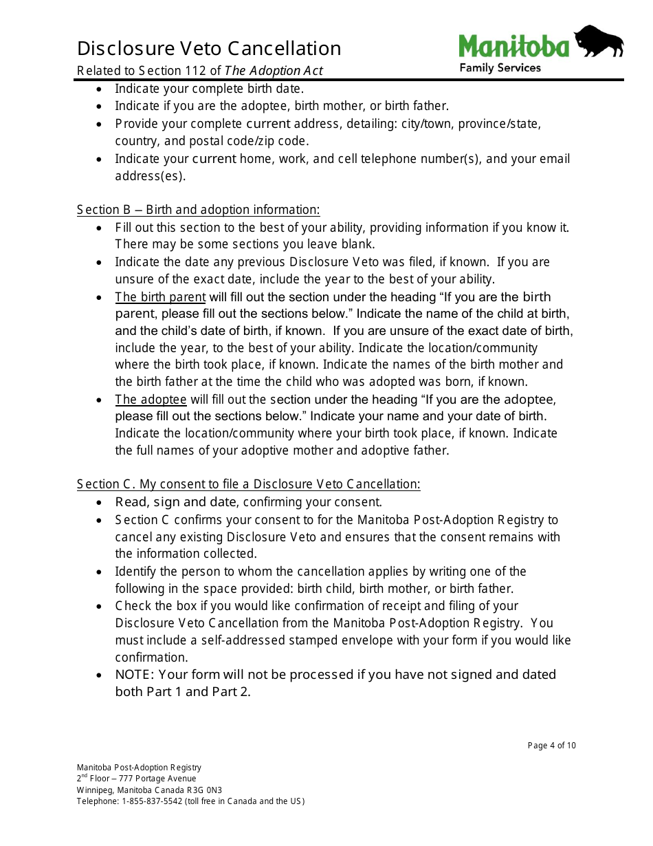 Disclosure Veto Cancellation - Manitoba, Canada, Page 4