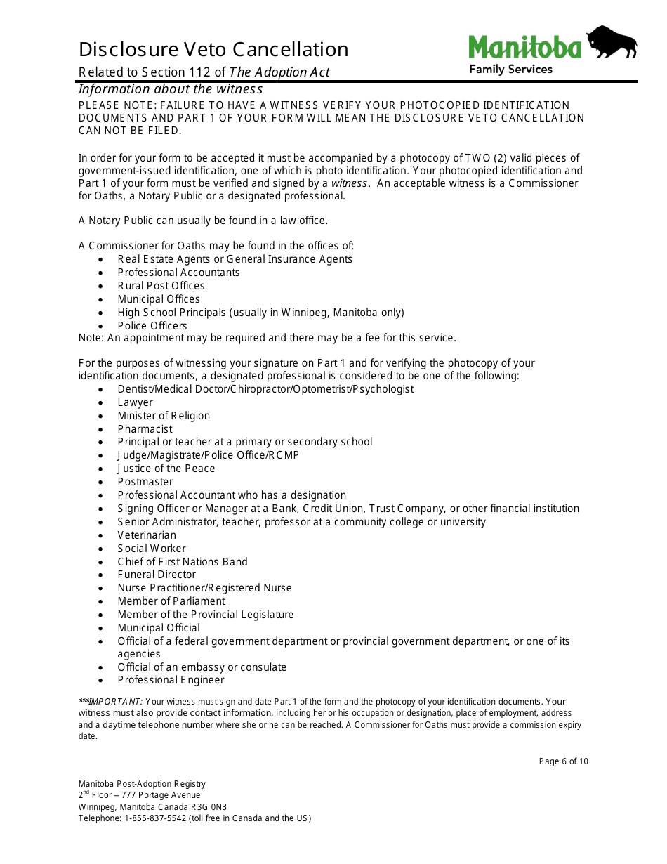 Disclosure Veto Cancellation - Manitoba, Canada, Page 6