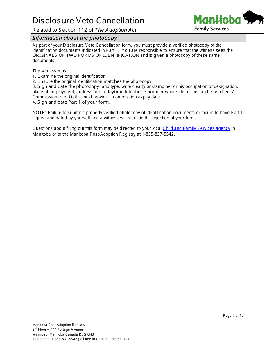 Disclosure Veto Cancellation - Manitoba, Canada, Page 7