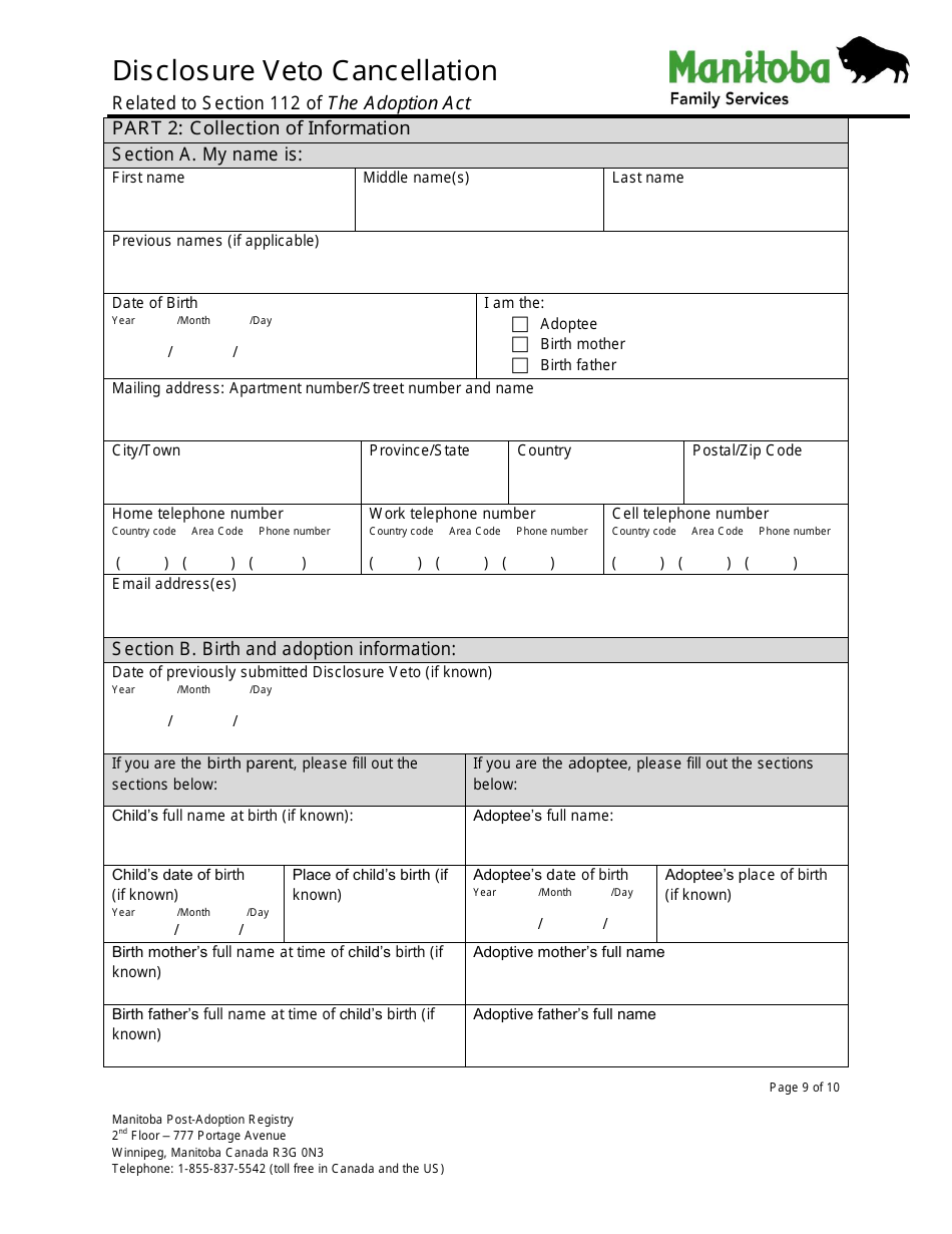Disclosure Veto Cancellation - Manitoba, Canada, Page 9