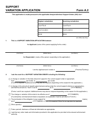 Form A.2 &quot;Support Variation Application&quot; - Manitoba, Canada