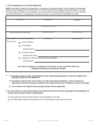 Form A.2 Support Variation Application - Manitoba, Canada, Page 2