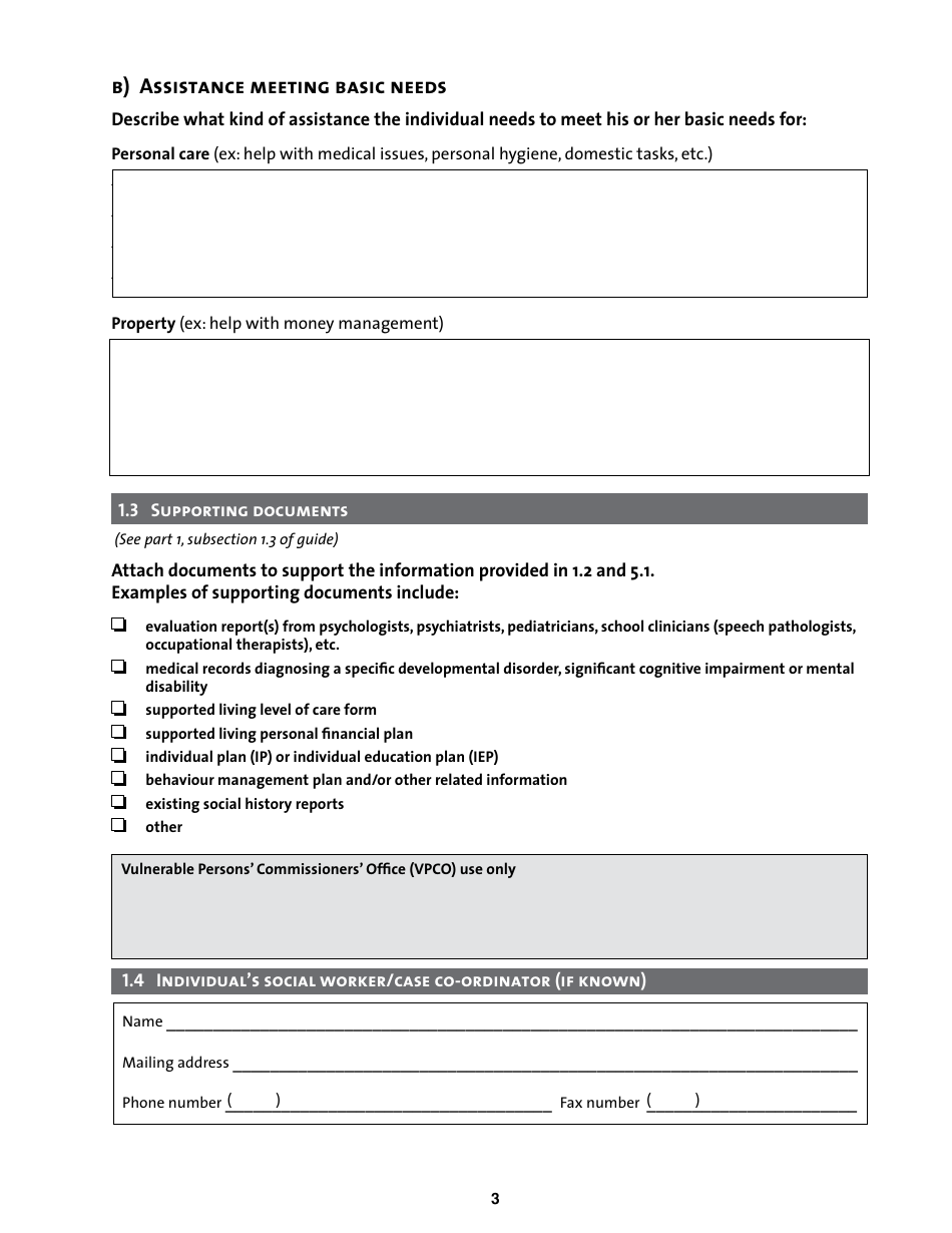 Emergency Application for the Appointment of a Substitute Decision Maker - Manitoba, Canada, Page 3
