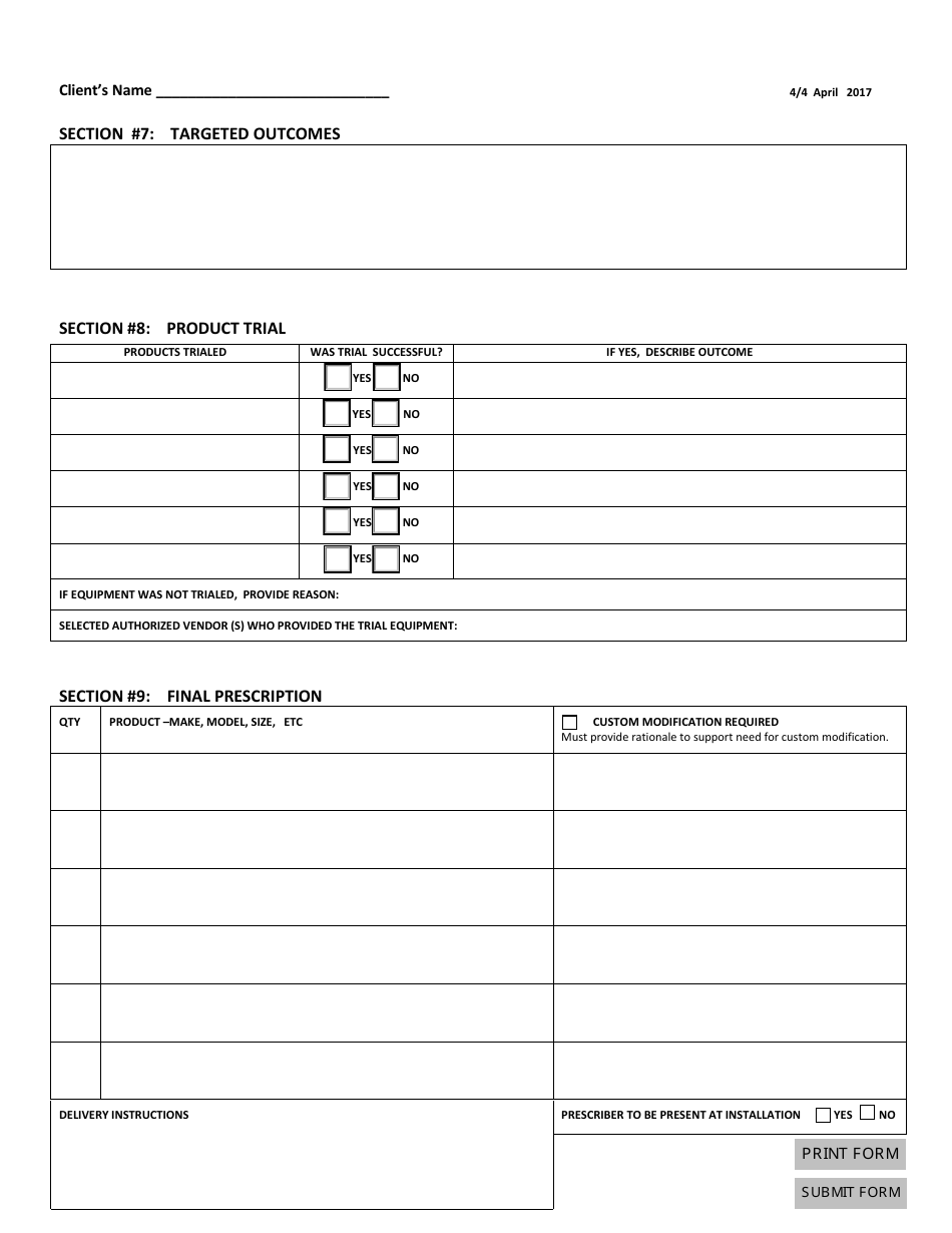 Wheelchair Seating Component Request and Justification Form - Manitoba, Canada, Page 4