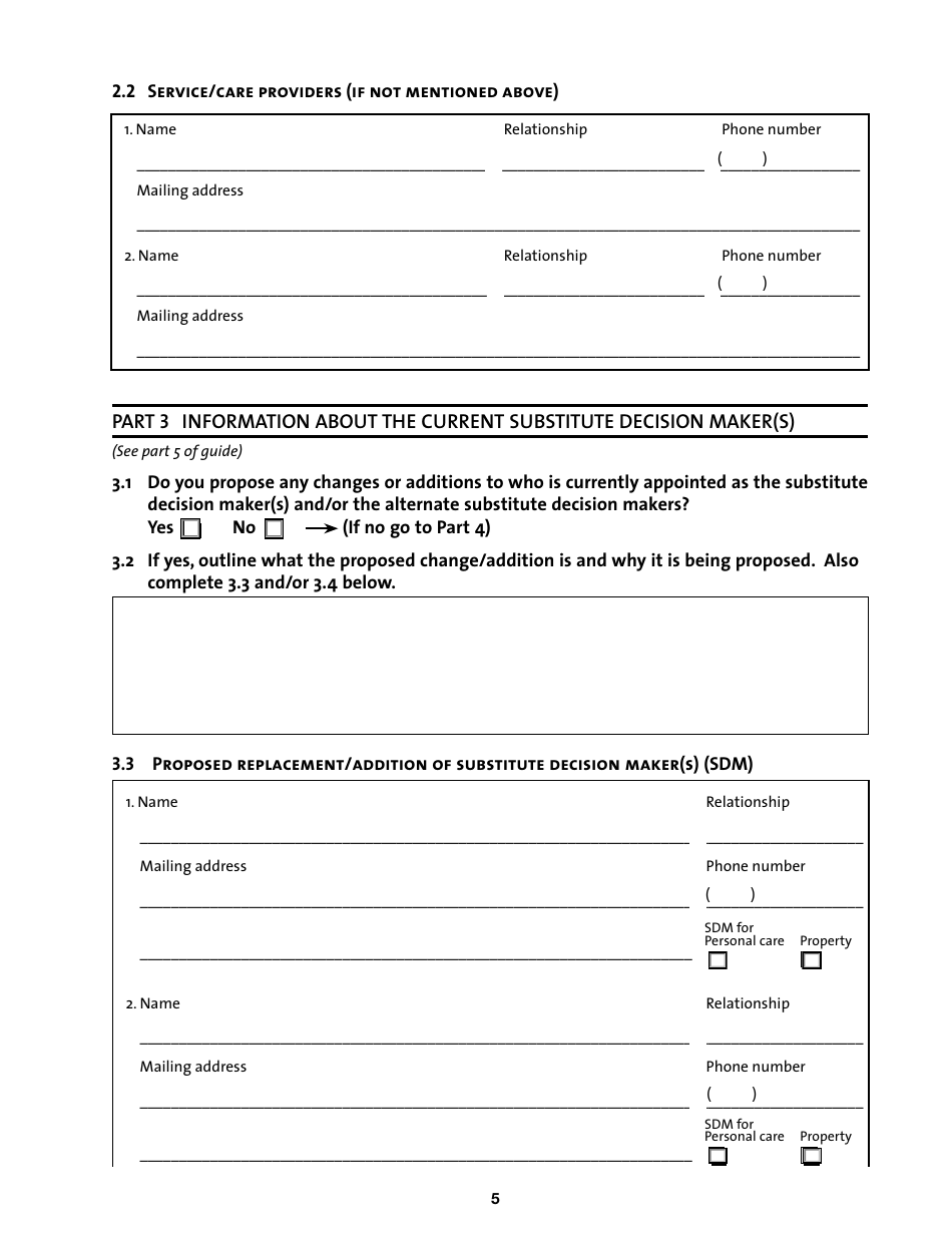 Review of Substitute Decision Maker Appointment Before Renewal - Manitoba, Canada, Page 5