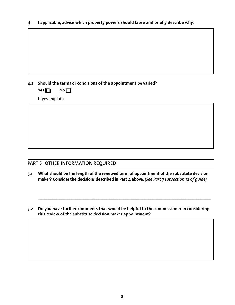 Review of Substitute Decision Maker Appointment Before Renewal - Manitoba, Canada, Page 8