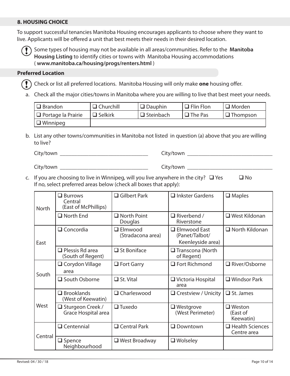 Manitoba Canada Social Housing Rental Program Application Form Fill