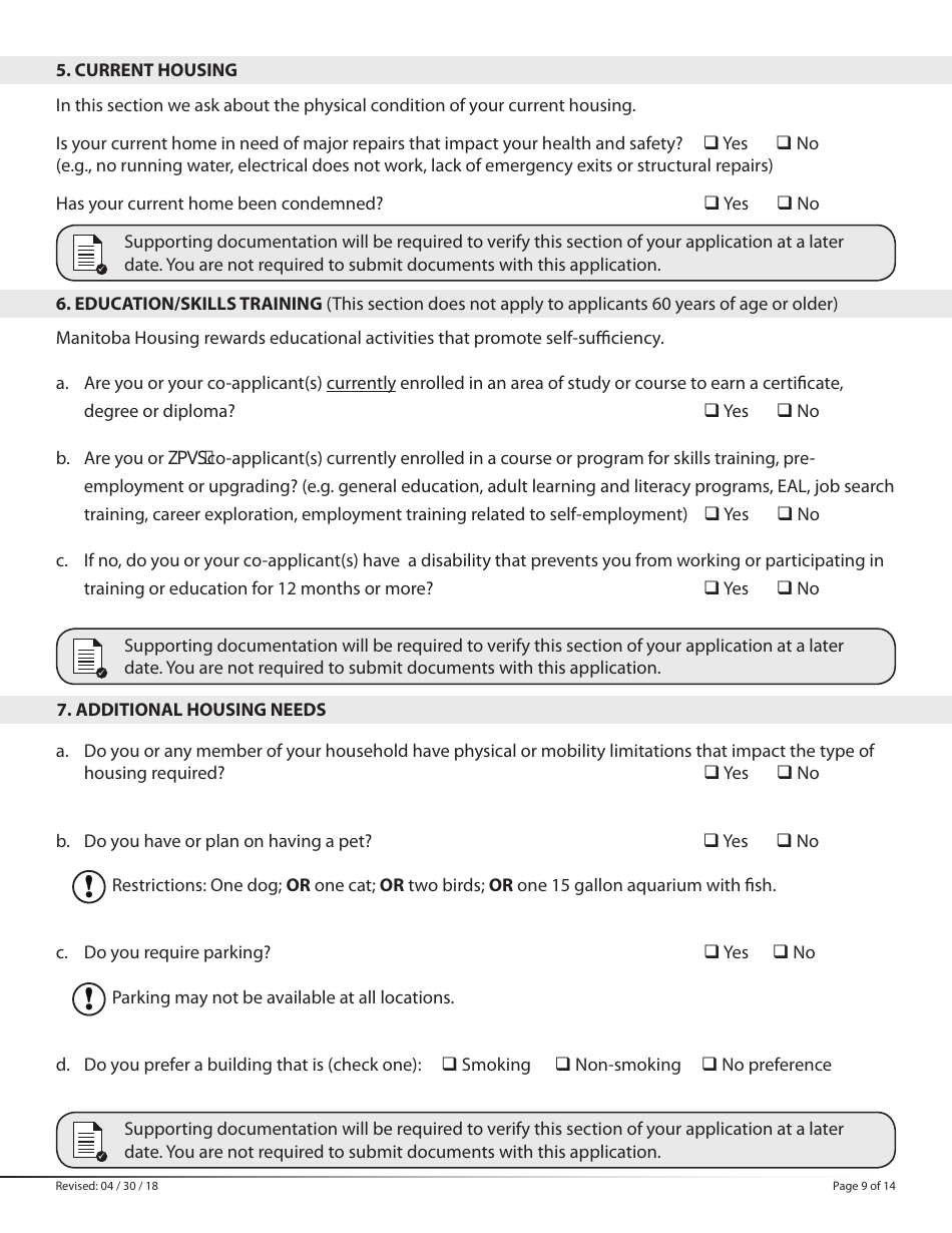 Manitoba Canada Social Housing Rental Program Application Form - Fill ...