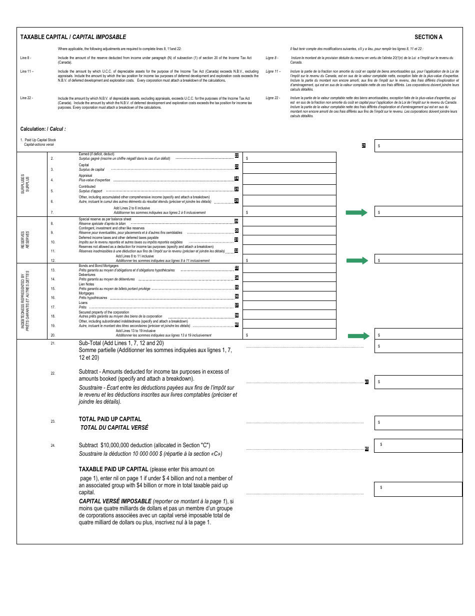 Corporation Capital Tax Return - Banks, Trust and Loan Corporations (For Fiscal Years Ending Prior to May 1, 2017) - Manitoba, Canada (English / French), Page 2