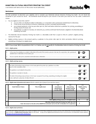 Document preview: Manitoba Cultural Industries Printing Tax Credit - Manitoba, Canada