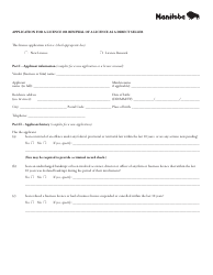 Document preview: Application for a Licence or Renewal of a Licence as a Direct Seller - Manitoba, Canada