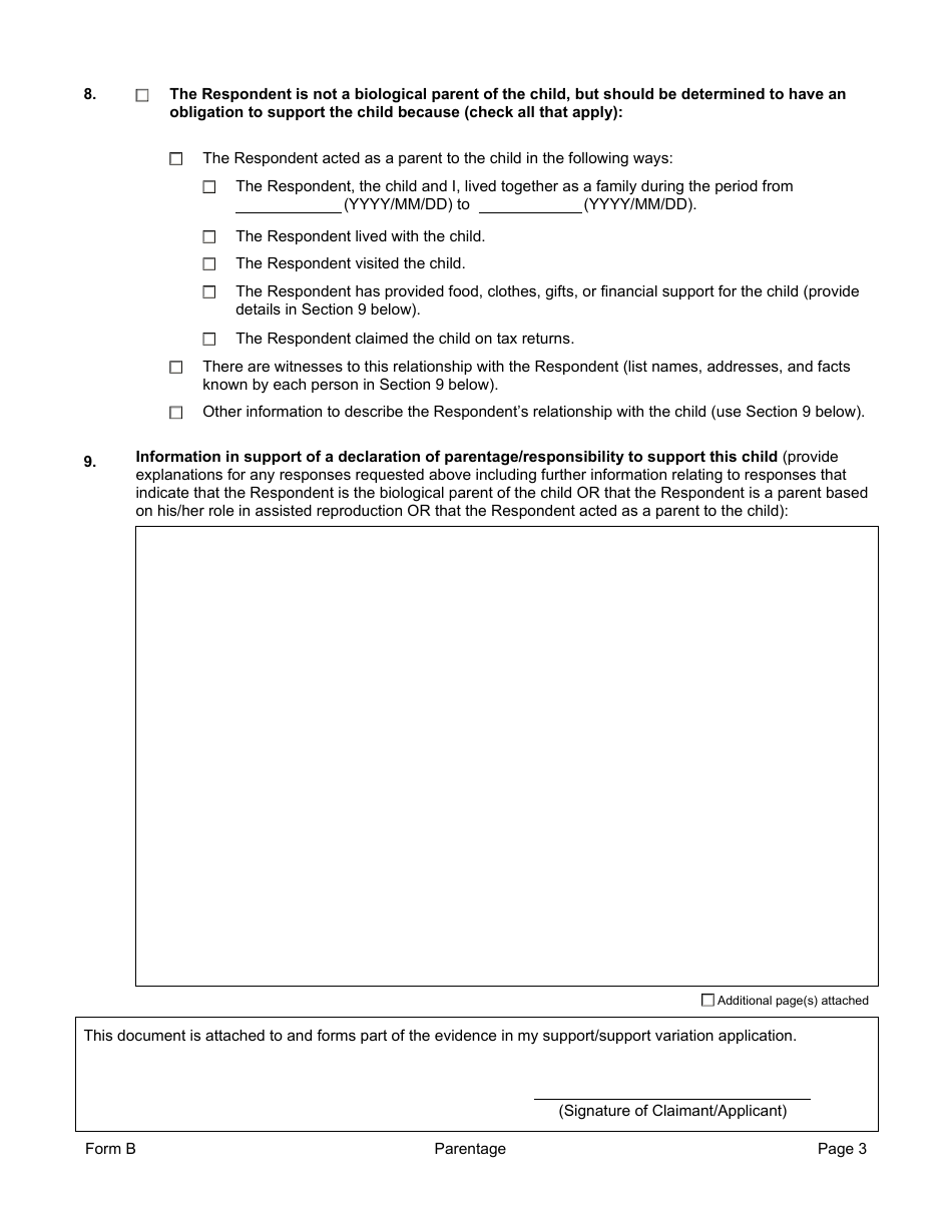 Form B Parentage - Prince Edward Island, Canada, Page 3