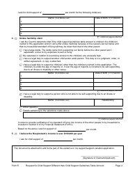 Form E Request for Child Support Different Than Child Support Table Amount - Manitoba, Canada, Page 2