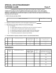 Document preview: Form F Special or Extraordinary Expense Claim - Manitoba, Canada