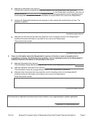 Form D Request for the Support Order (If Respondent Does Not Provide Financial Information) - Prince Edward Island, Canada, Page 3
