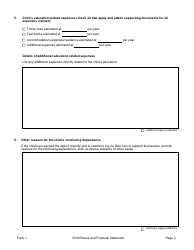Form J Child Status and Financial Statement - Manitoba, Canada, Page 3