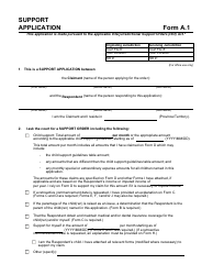 Document preview: Form A.1 Support Application - Manitoba, Canada