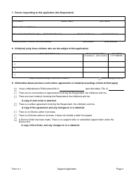 Form A.1 Support Application - Manitoba, Canada, Page 3