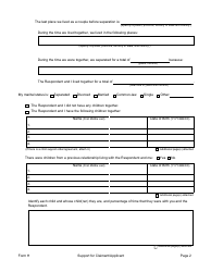 Form H Support for Claimant/Applicant - Manitoba, Canada, Page 2