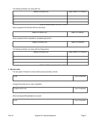 Form H Support for Claimant/Applicant - Manitoba, Canada, Page 3