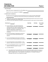 Document preview: Form I Financial Information - Manitoba, Canada