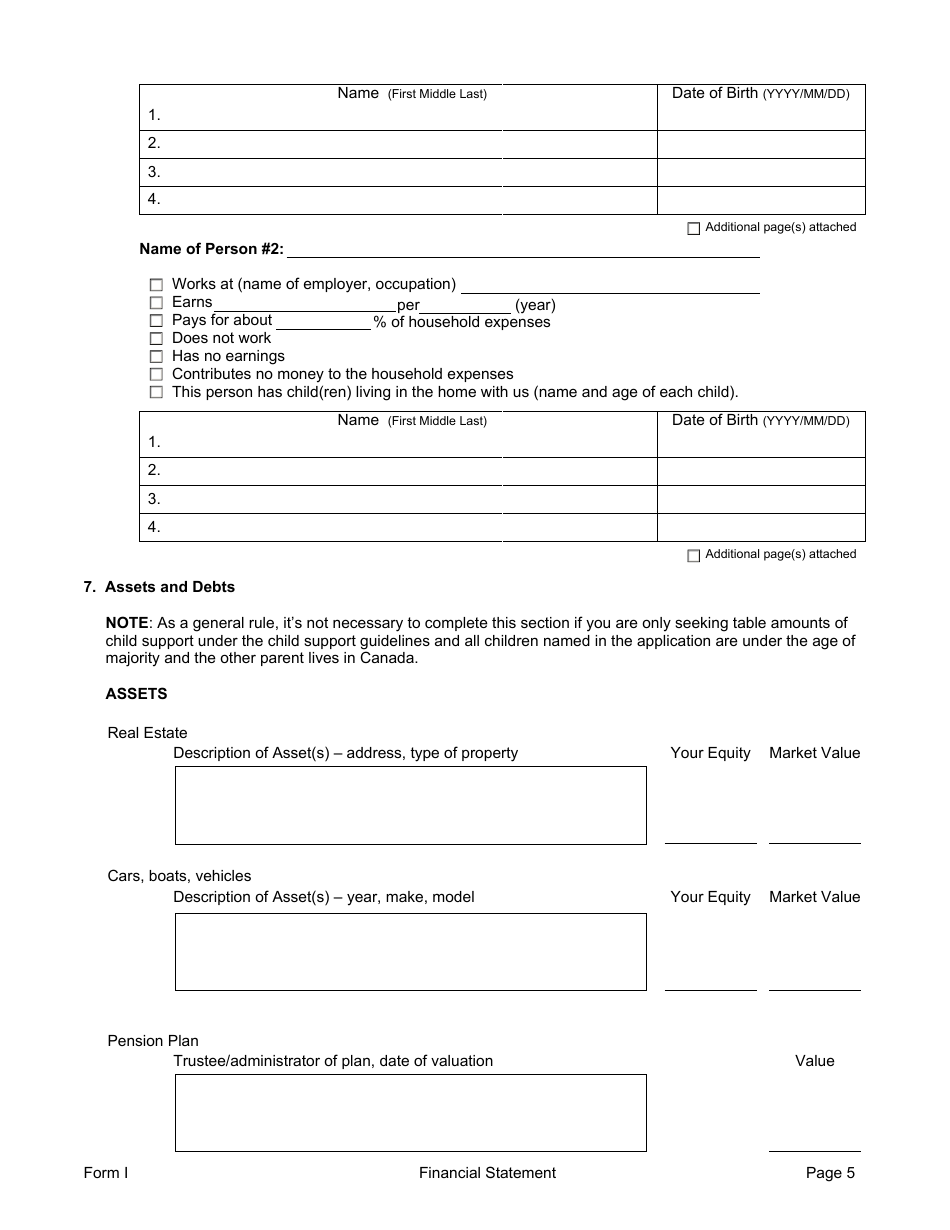 Form I Financial Information - Manitoba, Canada, Page 5